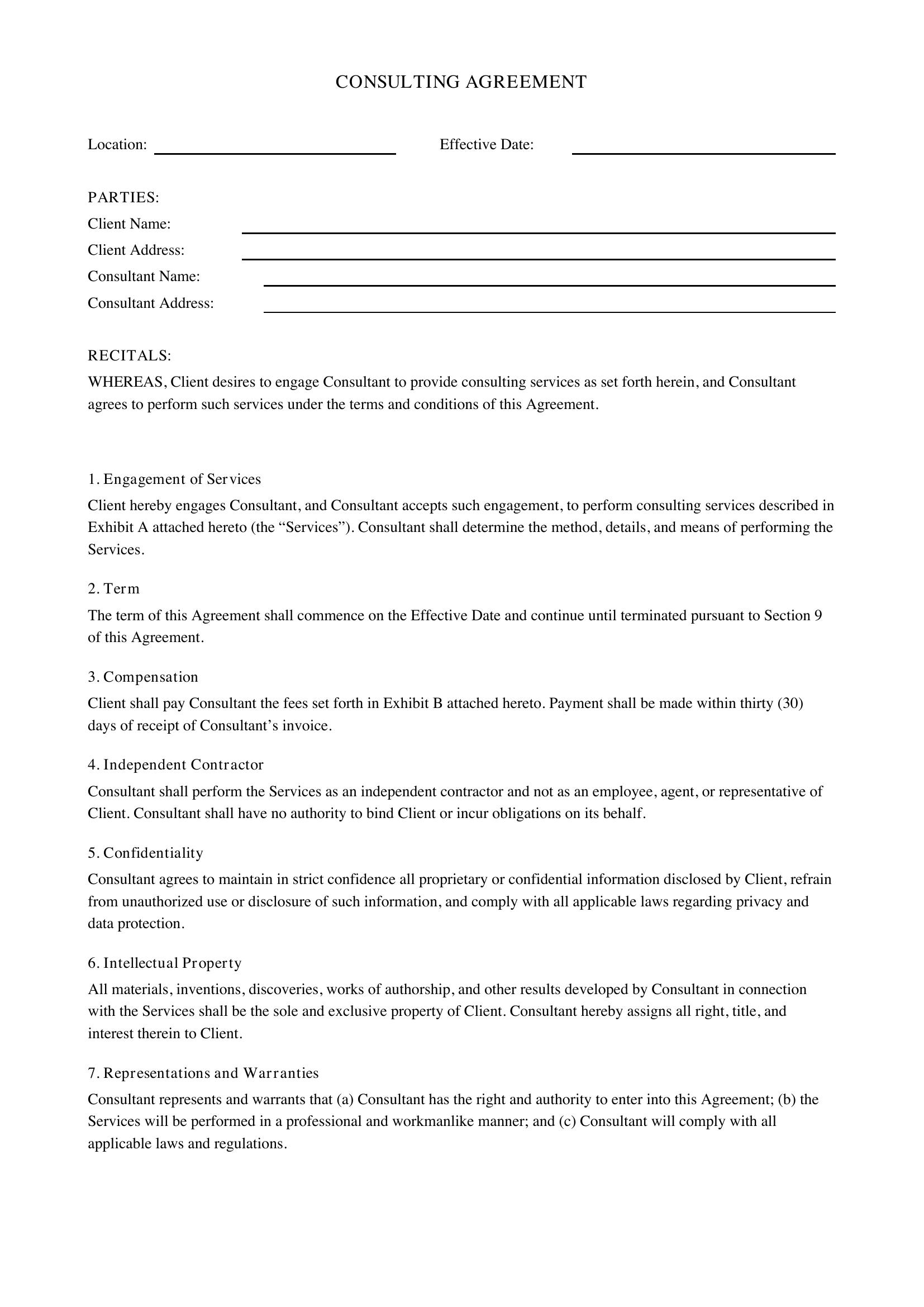 Consulting Agreement California Template - US