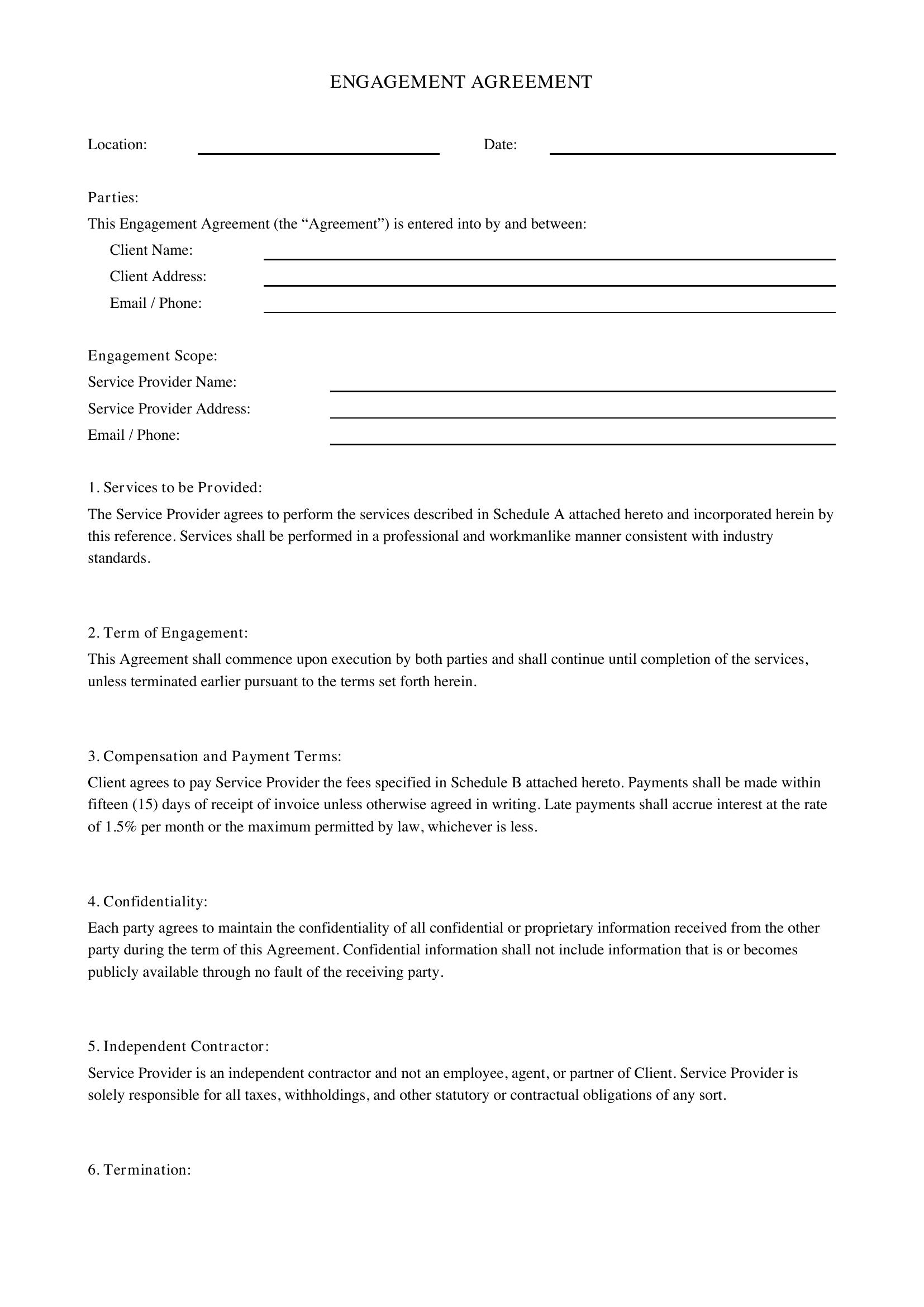 Engagement Agreement Template - US